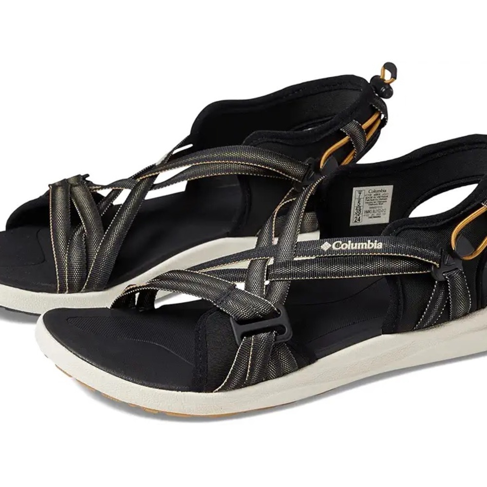 Columbia Black and Gold Strappy Sandals